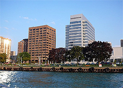 Riverside at Ouellette seen from the river