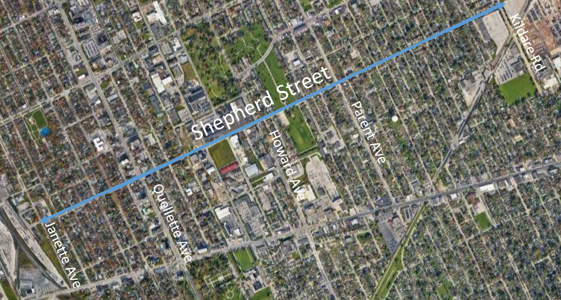 Map of Shepherd Street Bikeway, Janette Avenue to Kildare Road