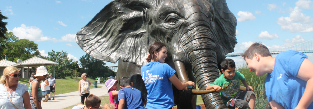 2017 Tembo sculpture wash day at the Windsor Sculpture Park