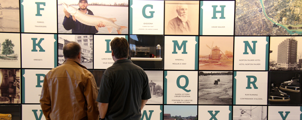 Visitors viewing the A to Z wall