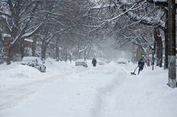 Snowy residential street