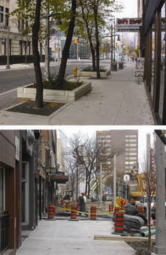 Downtown Windsor streetscape and construction