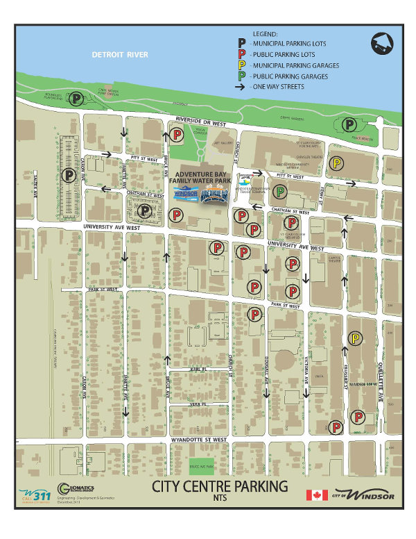 Map of parking around aquatic centre