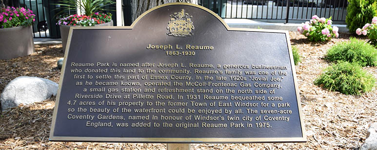 Reaume Park Plaque