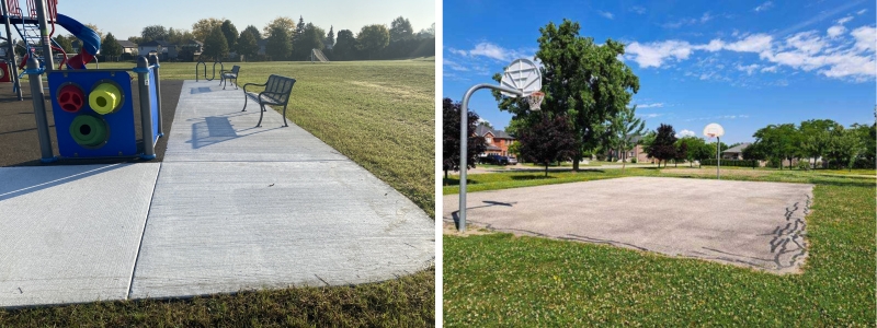 Cora Greenwood Concrete Path & Basketball