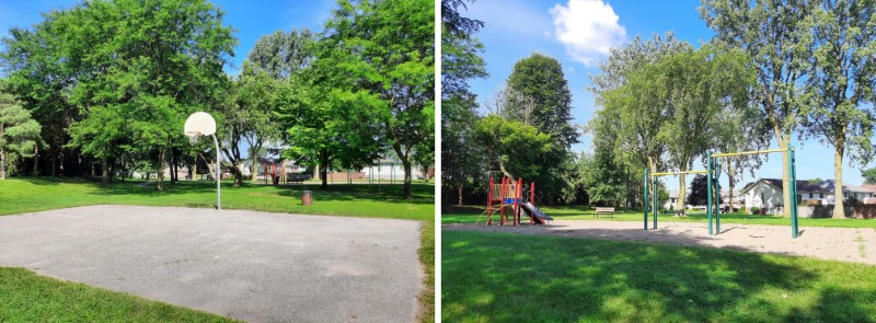 Basketball court and playground