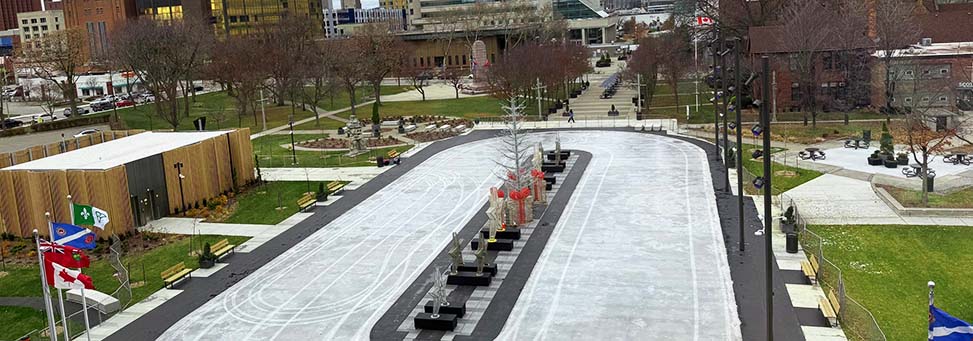 City Hall Square Ice Rink aerial view