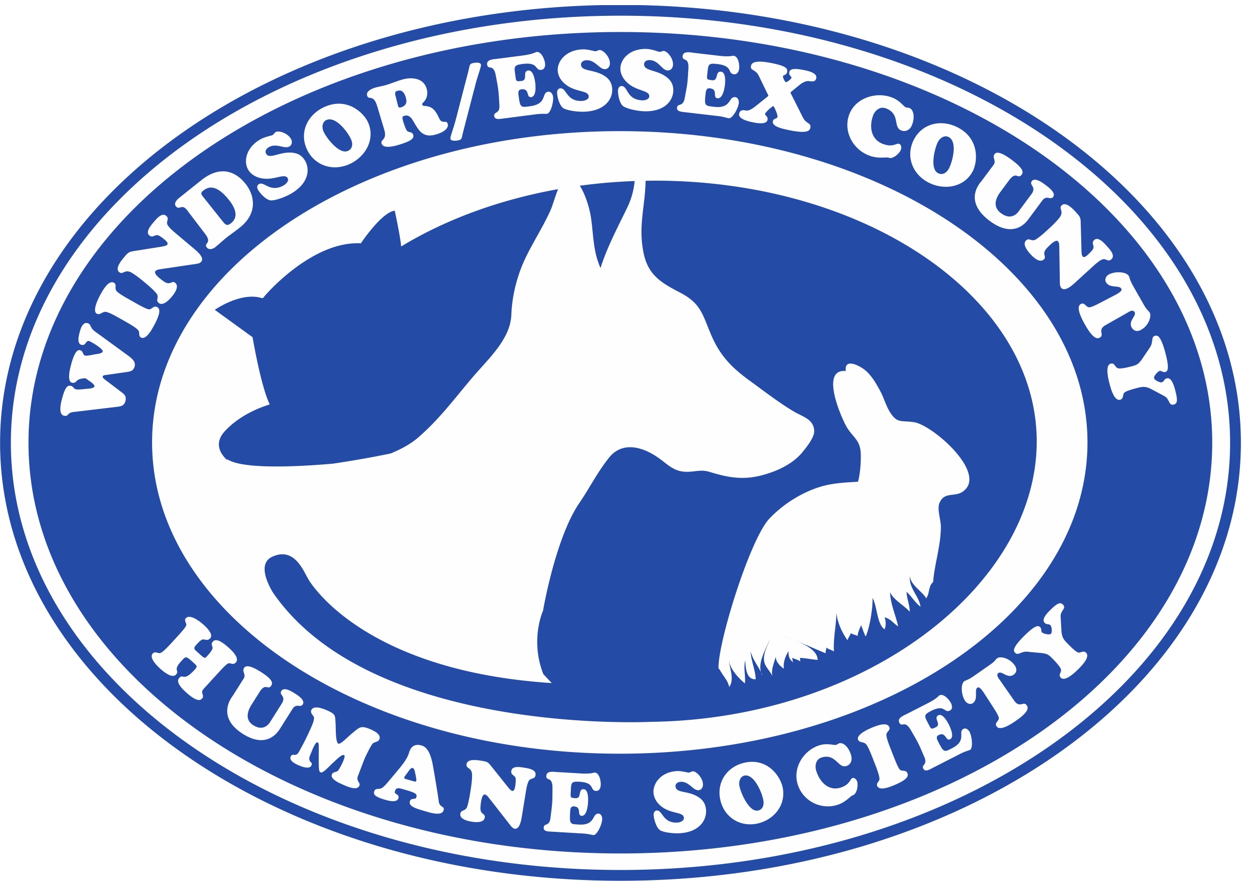 Words, Windsor/Essex County Humane Society logo with image of a dog, cat and rabbit