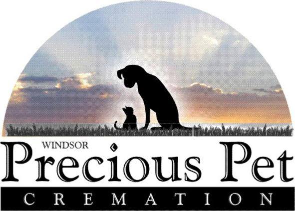 words, Windsor Precious Pet Cremation. Image of dog and cat with clouds