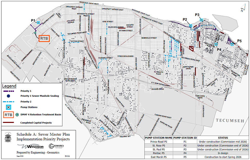 Map of Sewer Master Plan Implementation (SMPI) Priority Projects