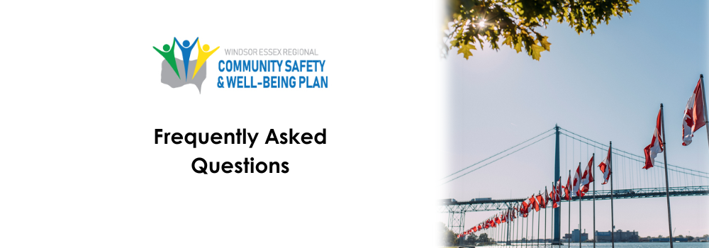 Frequently Asked Questions banner with an image of the Ambassador Bridge and Canadian flags