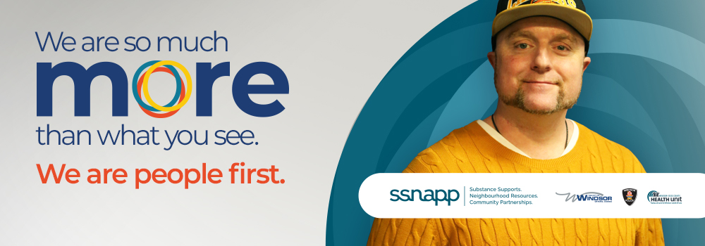 SSNAPP banner with person and words, We are so much more than what you see; we are people first.