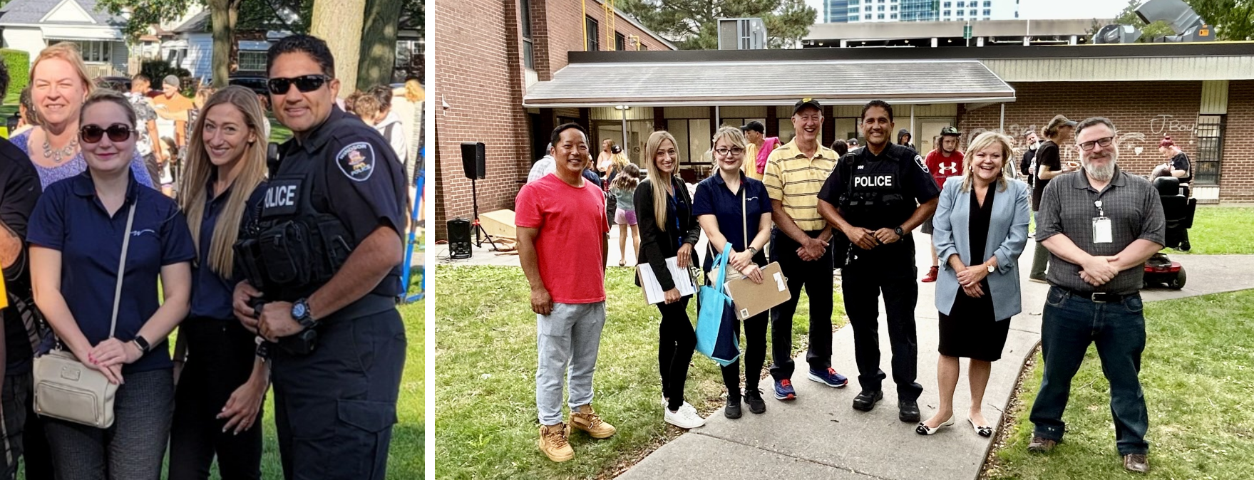 Collage of two group photos taken at outdoor events