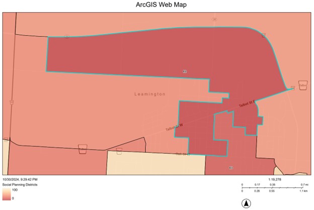 Map of the E2 Social Planning District in Essex County